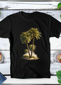 T-shirt noir à motif demi-teinte Old Money Palmiers OM015