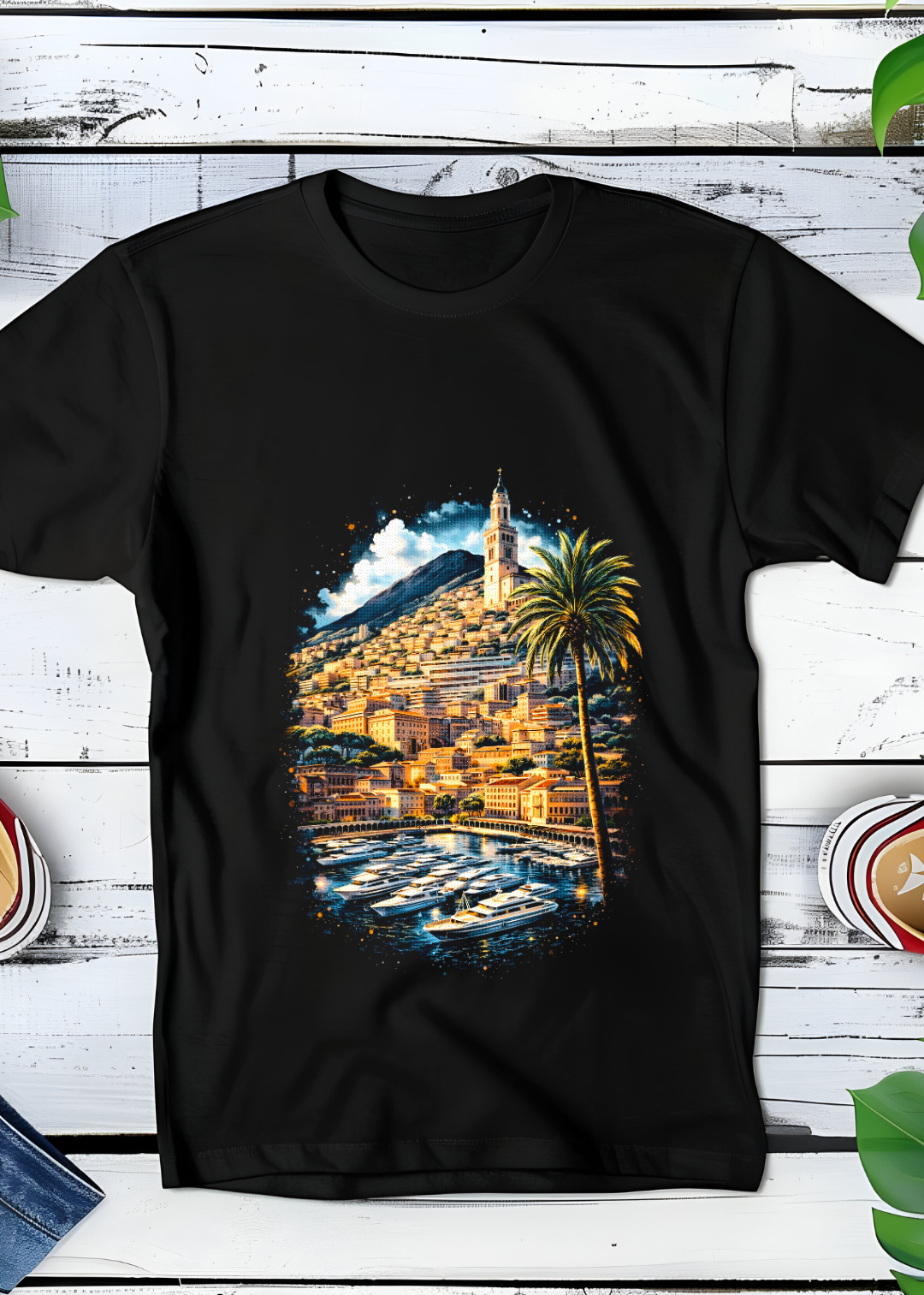 T-shirt noir à effet demi-teinte Old Money côte OM022 