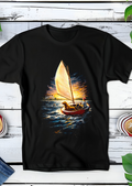 T-shirt noir à motif Old Money voile  OM024
