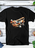 T-shirt noir à motif demi-teinte Old Money Biplane OM025