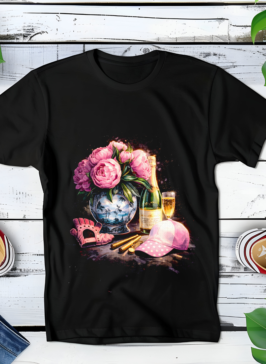 T-shirt noir à motif demi-teinte Old Money Still Life Golf OM030