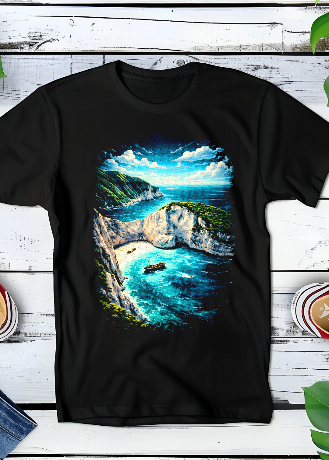 T-shirt noir à effet demi-teinte Old Money Baie OM032