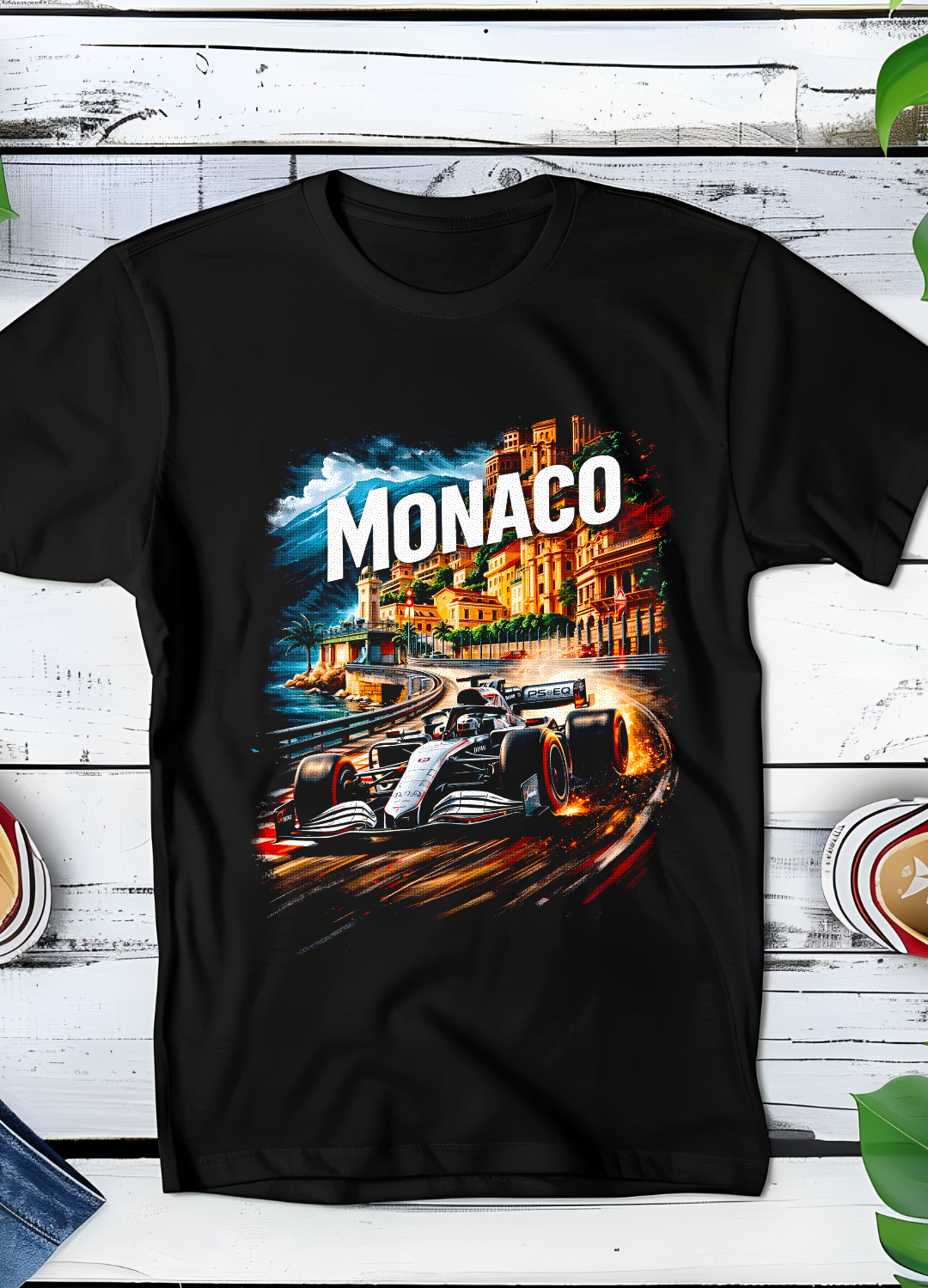 T-shirt noir à motif demi-teintes Old Money Monaco OM033
