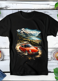T-shirt noir à motif demi-teinte Old Money Sports Car OM034