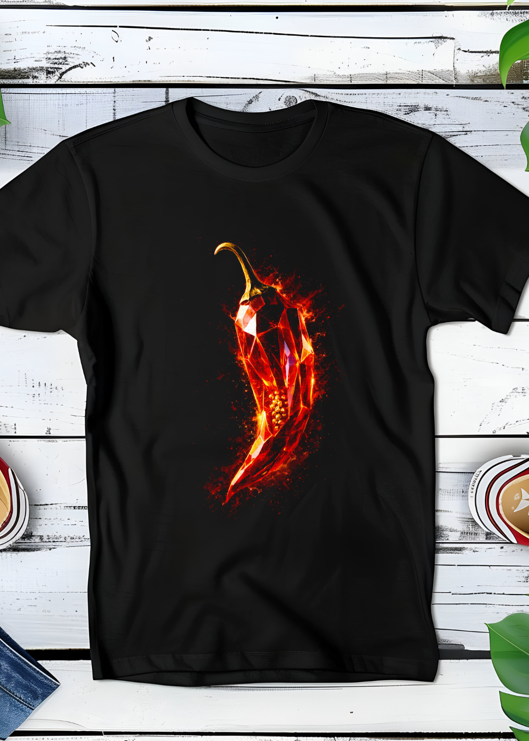 T-shirt noir à motif demi-teinte Old Money Red Pepper OM036