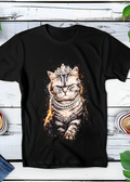 T-shirt noir à motif demi-teinte Old Money Chat de luxe OM037