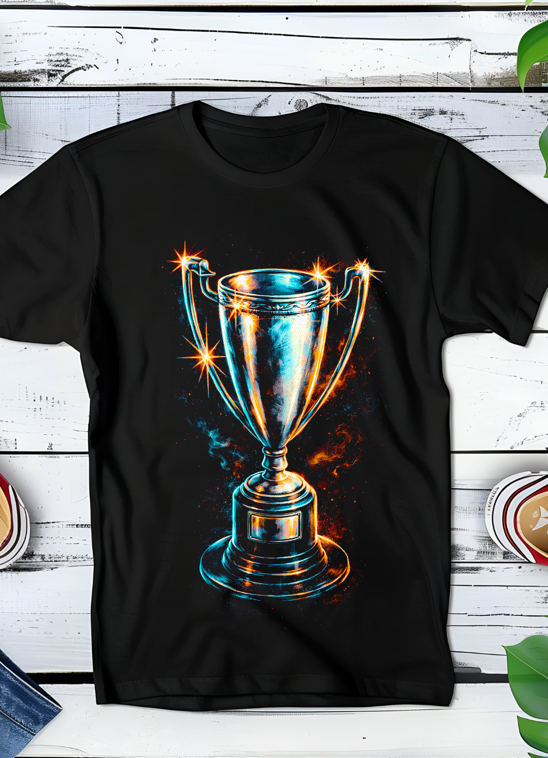 T-shirt noir à motif demi-teinte Old Money Victory Cup 038