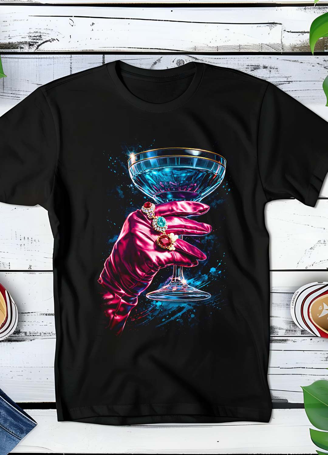 T-shirt noir en demi-teintes, Old Money Gloves and Glass OM042