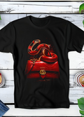 T-shirt noir à demi-teintes Old Money, sac à main Gucci OM044