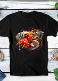 T-shirt noir en demi-teintes à motif Old Money Roulette OM045