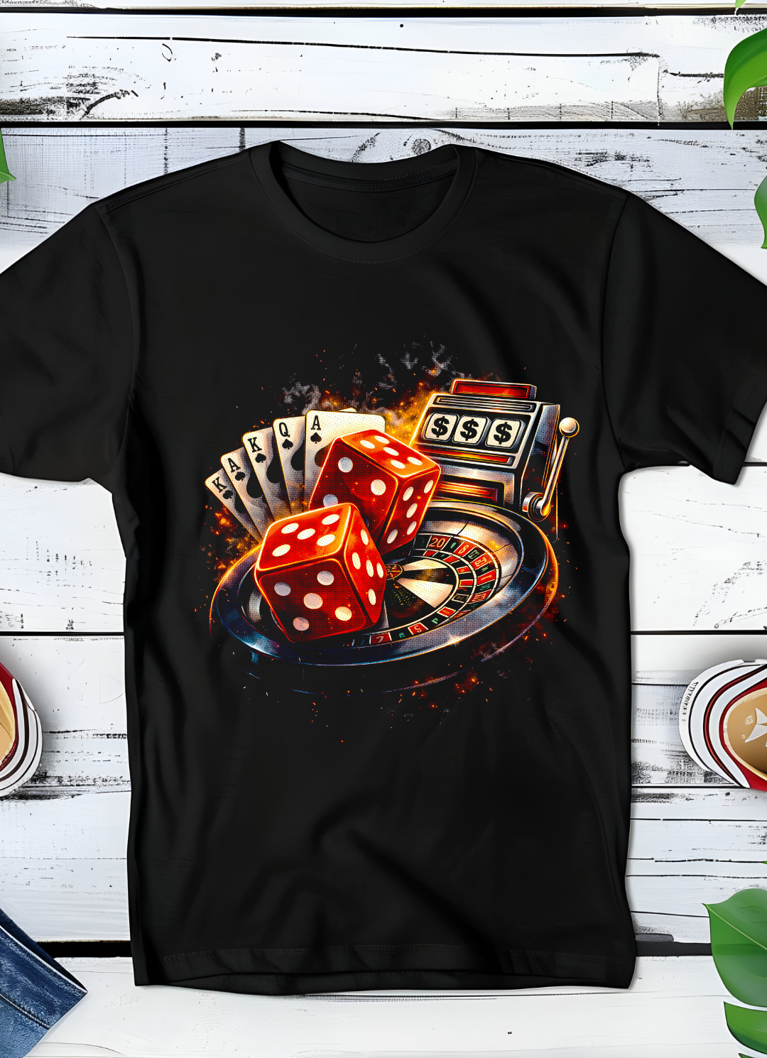 Black t-shirt halftone Old Money Roulette OM045