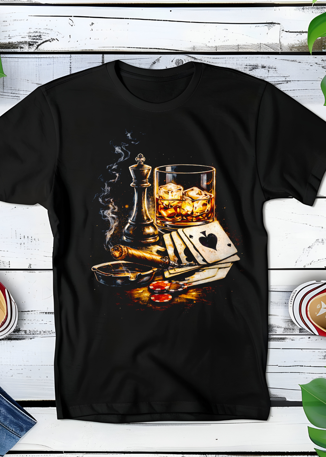 Black t-shirt halftone Old Money Gambling & Chest OM50