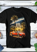 T-shirt noir à motif demi-teinte Old Money Red Sports Car OM052