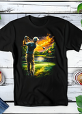 T-shirt noir à motif demi-teinte Old Money Golfer OM053