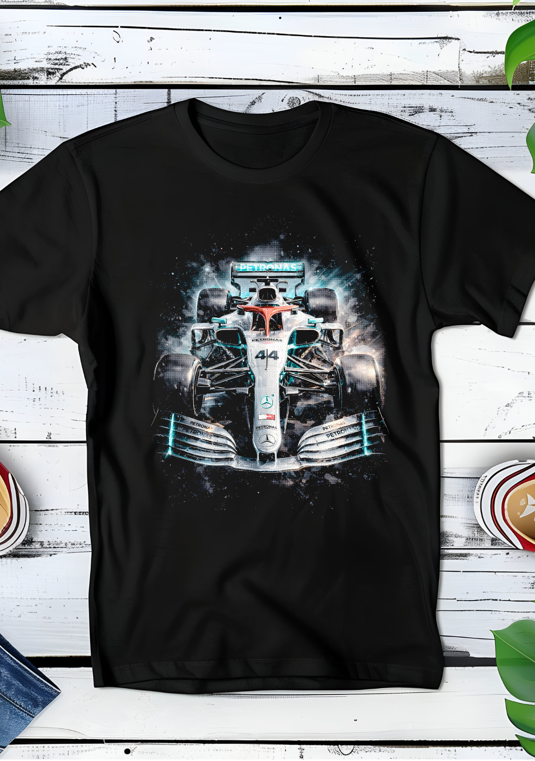 Black t-shirt halftone Old Money Formula 1 OM054