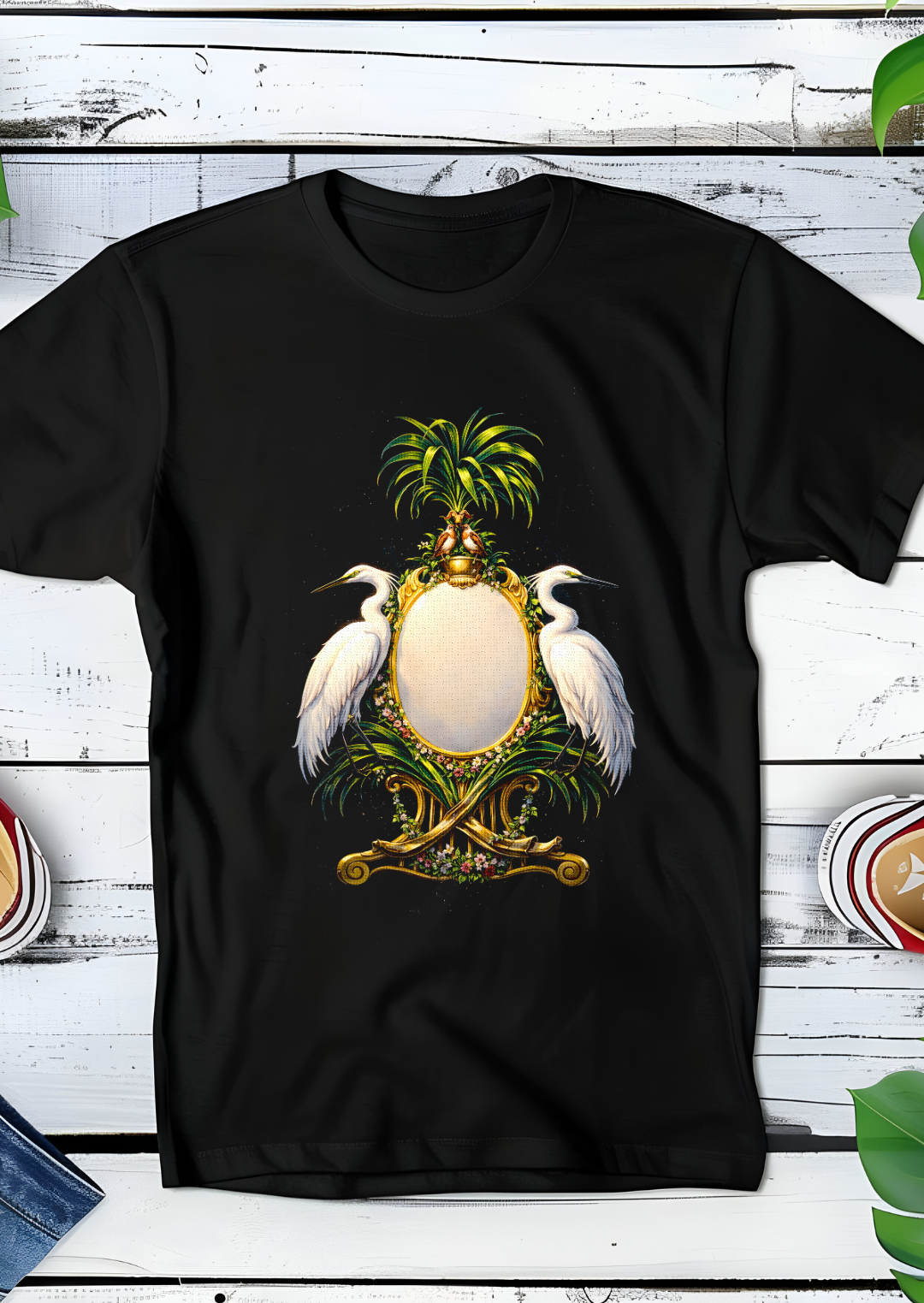 Black t-shirt halftone Old Money Mirror with Reigers OM055
