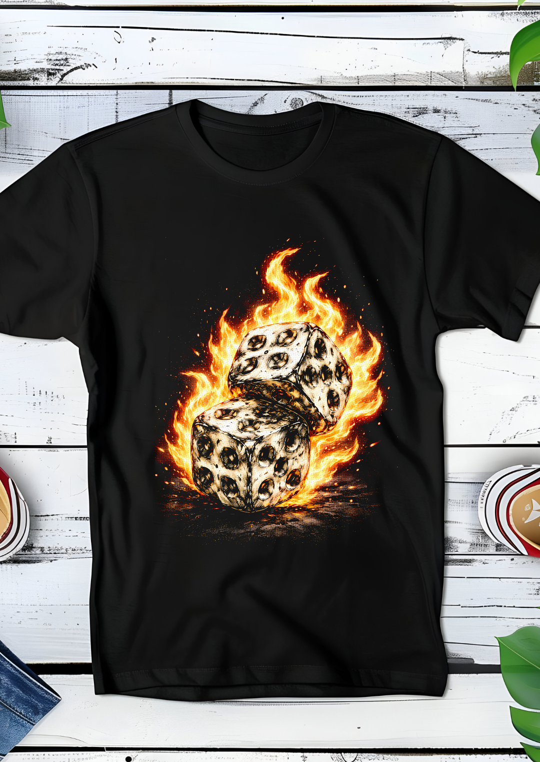 Black t-shirt halftone Old Money Dice OM058