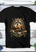T-shirt noir à motif Old Money Cheval avec cavalier OM061
