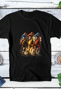 T-shirt noir à motif demi-teinte Old Money Horse Racing OM064