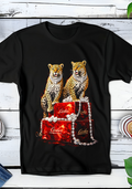 Zwarte t-shirt halftone  Old Money Luipaarden op Cartier dozen met Diamanten Ketting OM069