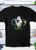 Zwarte t-shirt halftone  Old Money Horloge met Slangen OM072