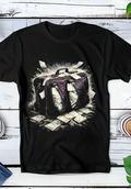 Zwarte t-shirt halftone  Old Money Koffer met geld OM074