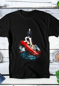 Zwarte t-shirt halftone  Old Money Cabrio in het water OM079