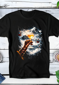 Zwarte t-shirt halftone  Old Money Champagne in de sneeuw OM083