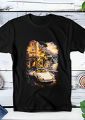 Zwarte t-shirt halftone  Old Money Luxe auto OM085
