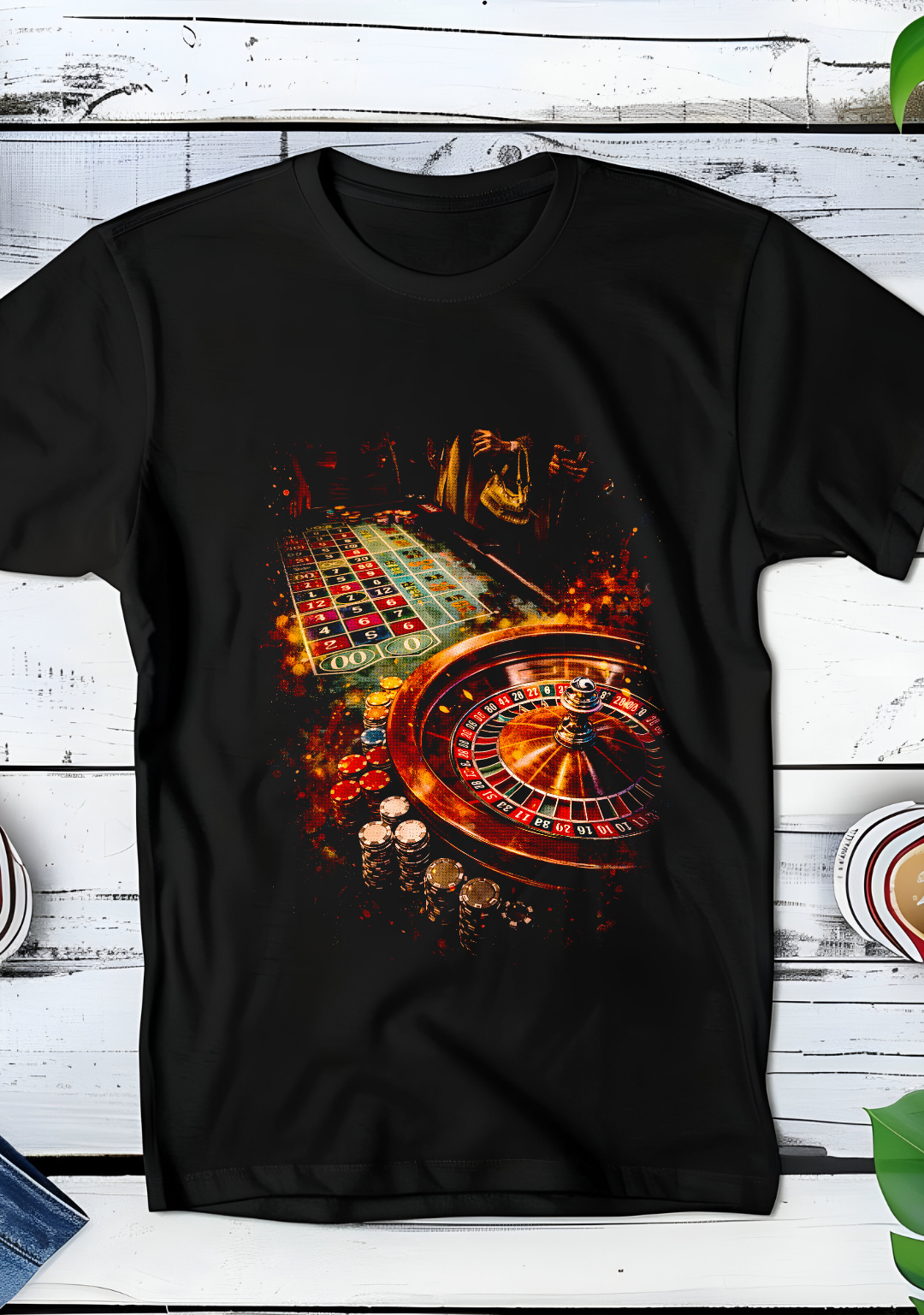 Zwarte t-shirt halftone  Old Money Roulette OM097
