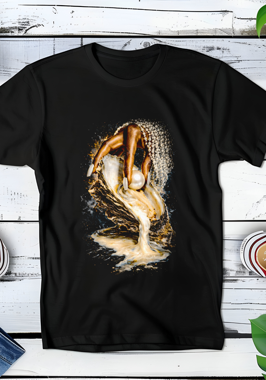 Zwarte t-shirt halftone  Old Money Oester OM100