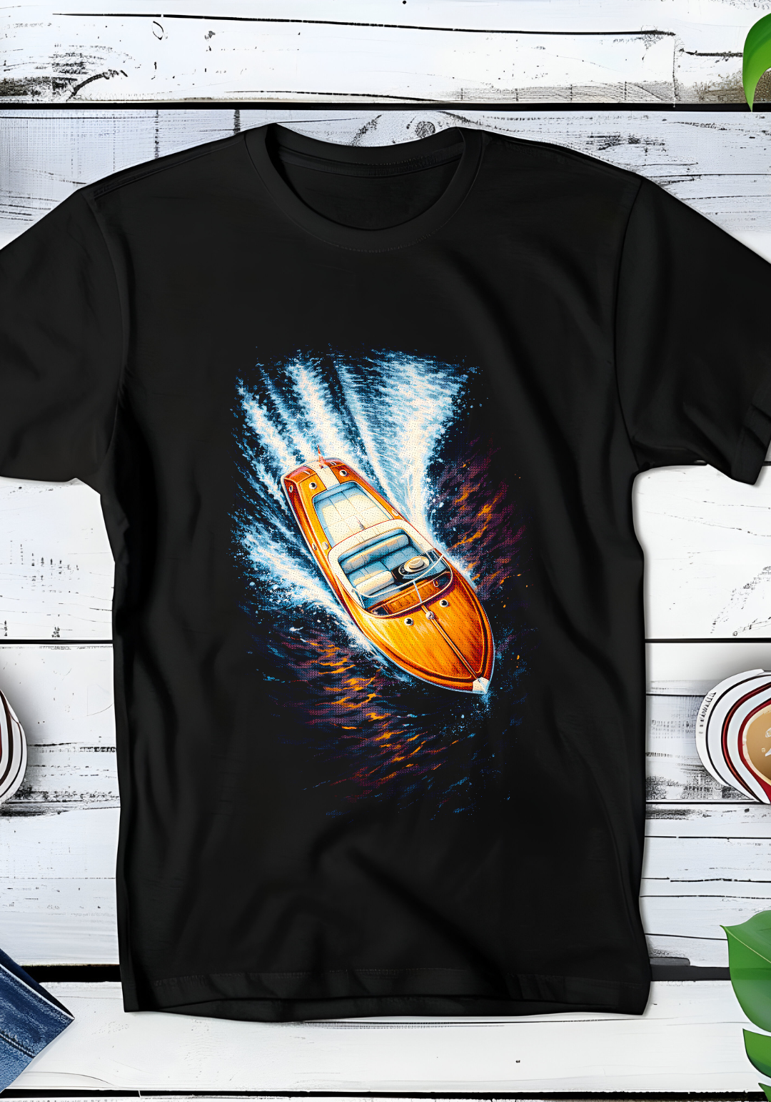 Zwarte t-shirt halftone  Old Money Speedboot OM101