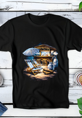 Zwarte t-shirt halftone  Old Money Coctailglas met Beachbar OM129