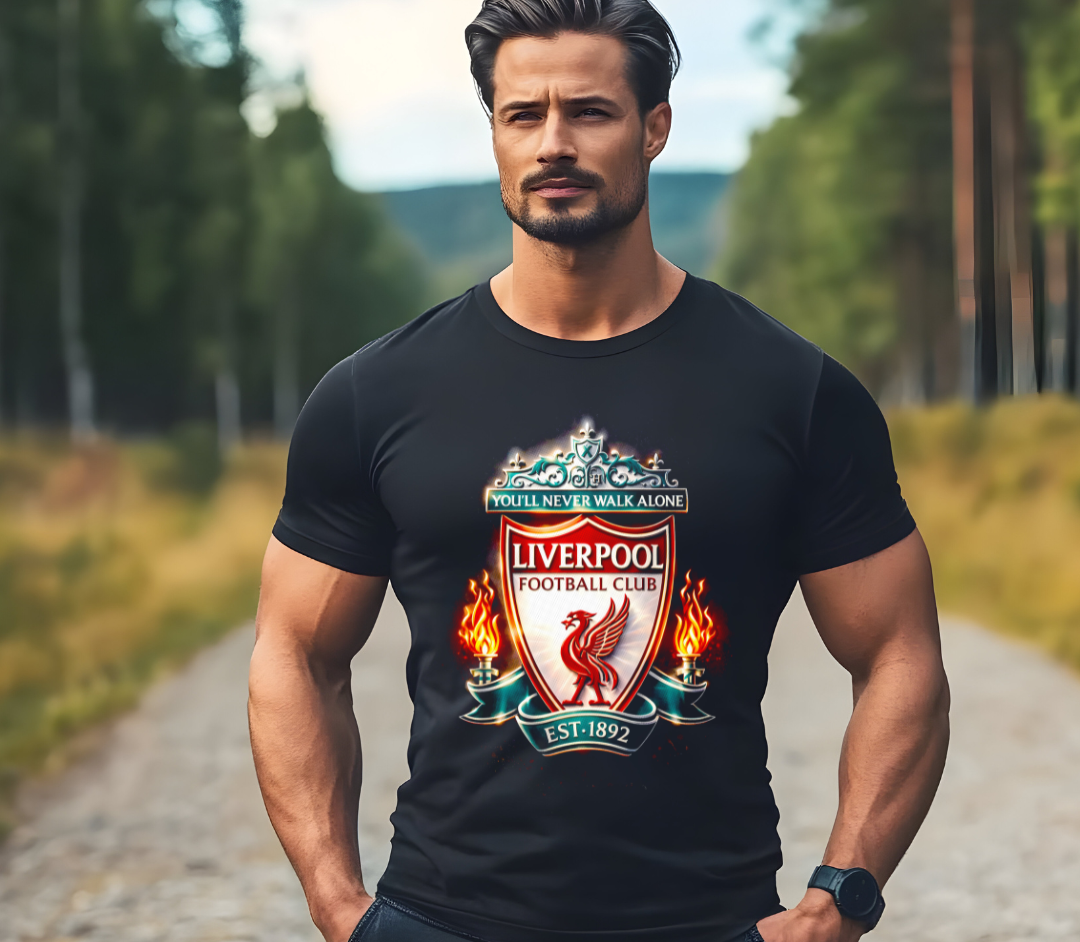 Zwarte t-shirt halftone  LIVERPOOL