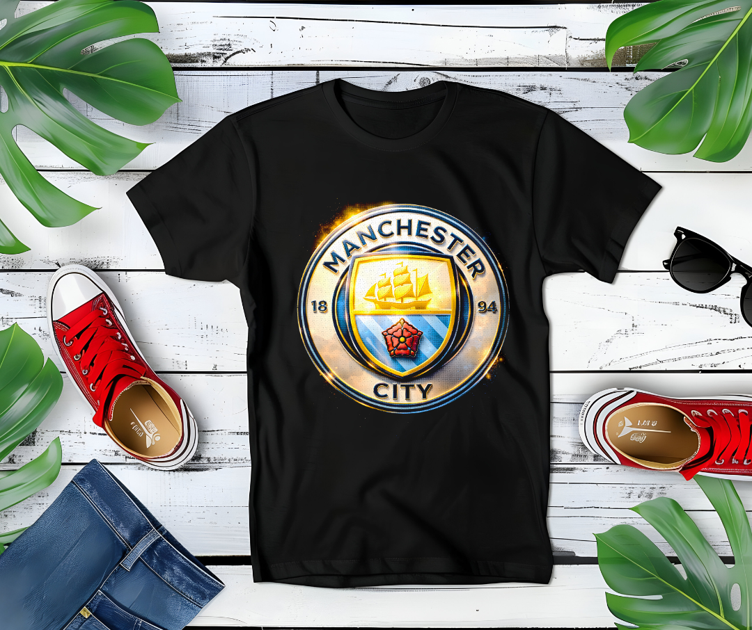 Zwarte t-shirt halftone  MANCHESTER CITY