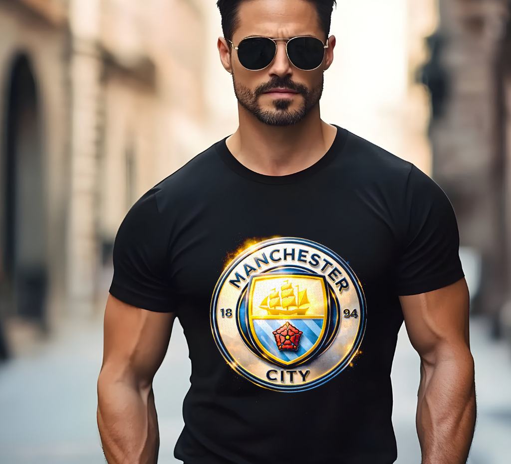 T-shirt noir à motifs en demi-teintes MANCHESTER CITY