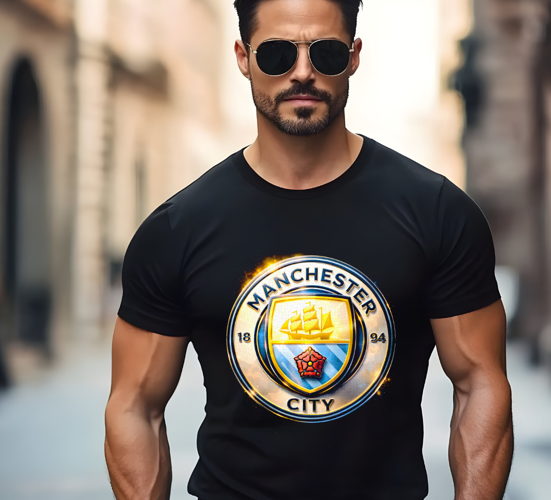 Zwarte t-shirt halftone  MANCHESTER CITY