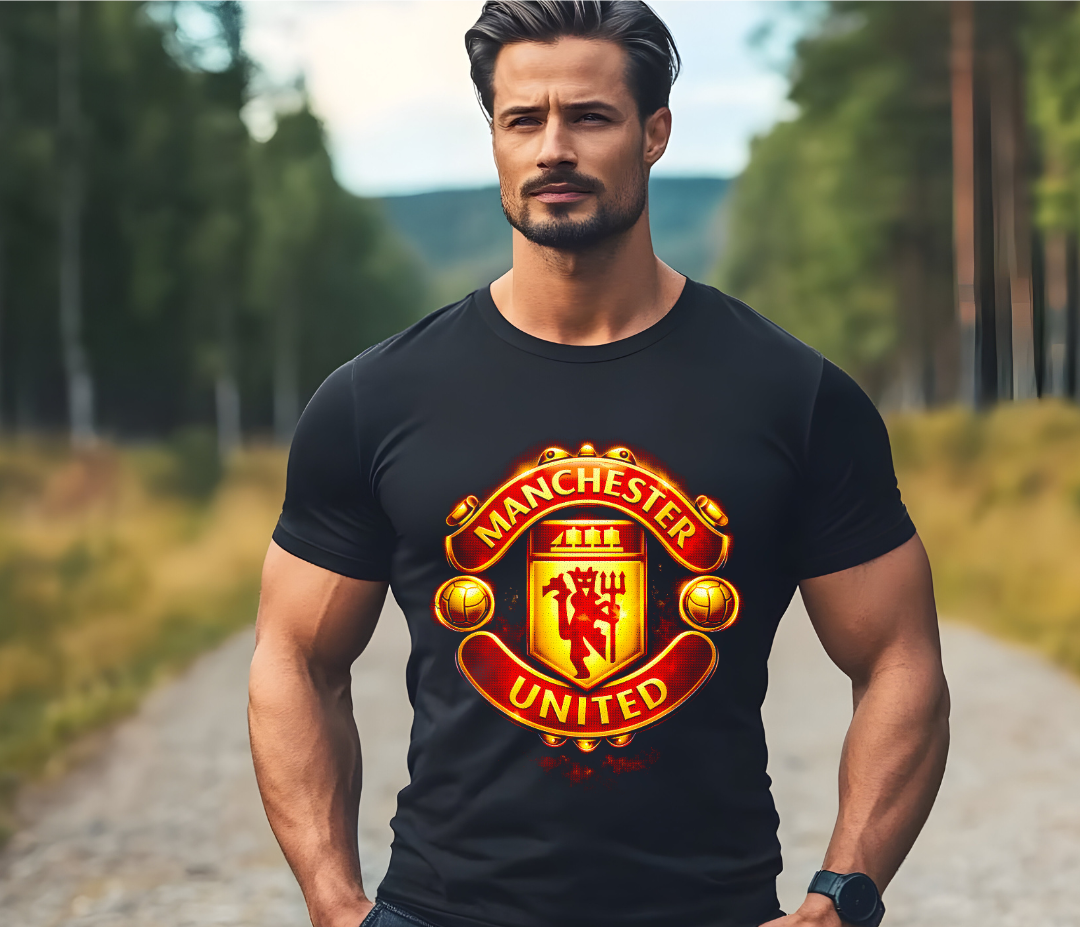 Zwarte t-shirt halftone  MANCHESTER UNITED