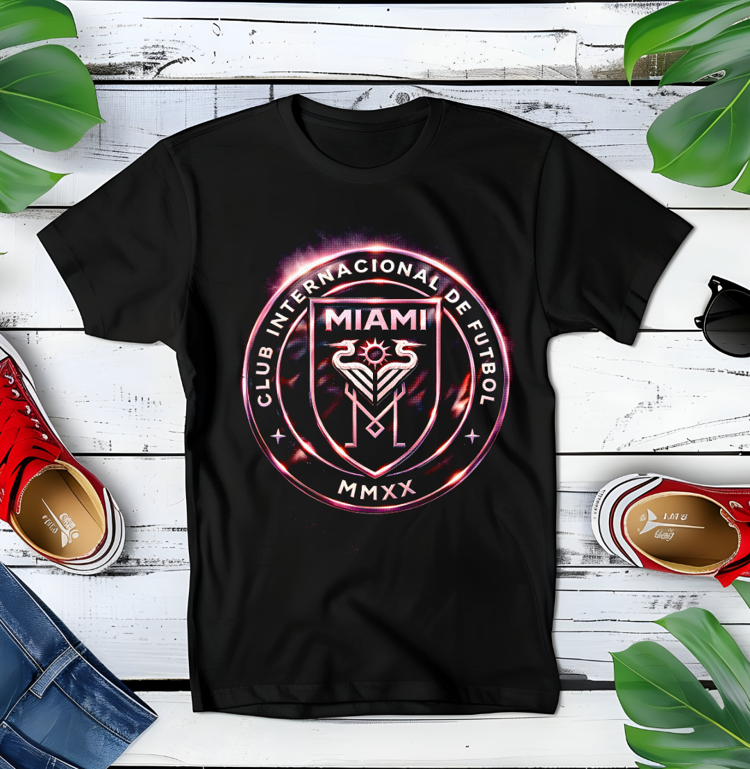 Zwarte t-shirt halftone  MIAMI