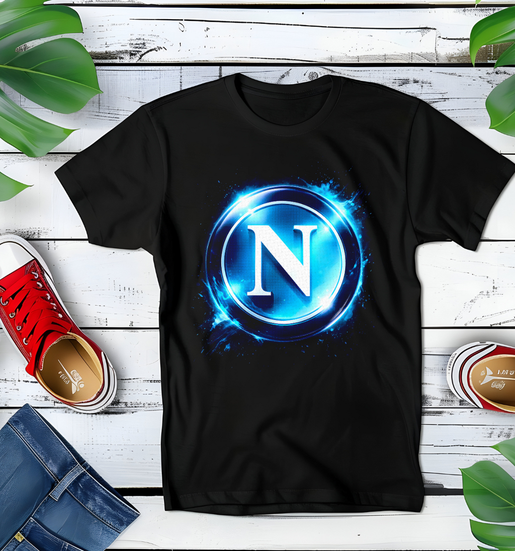 T-shirt noir à motif demi-teinte NAPOLI