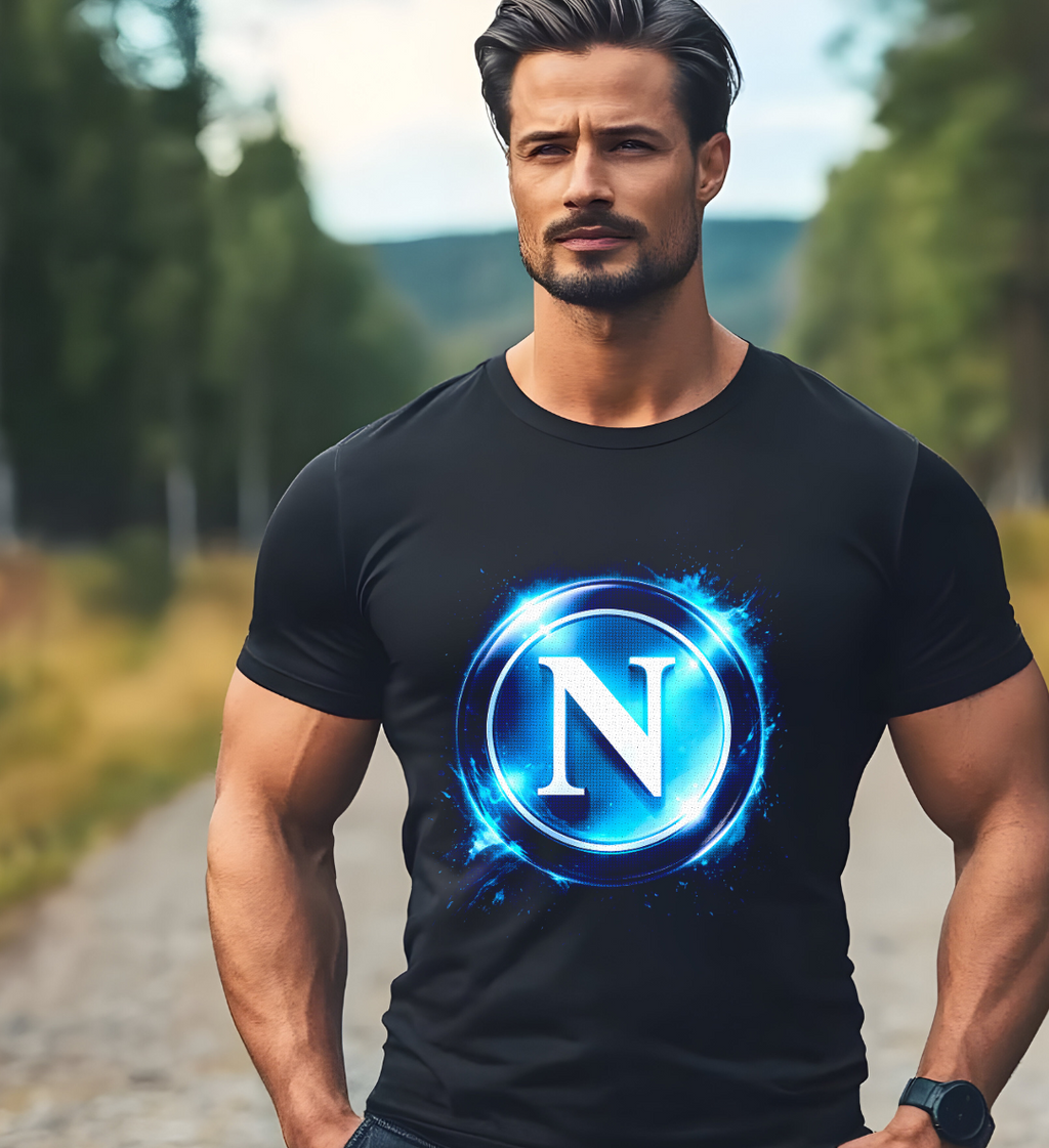 T-shirt noir à motif demi-teinte NAPOLI