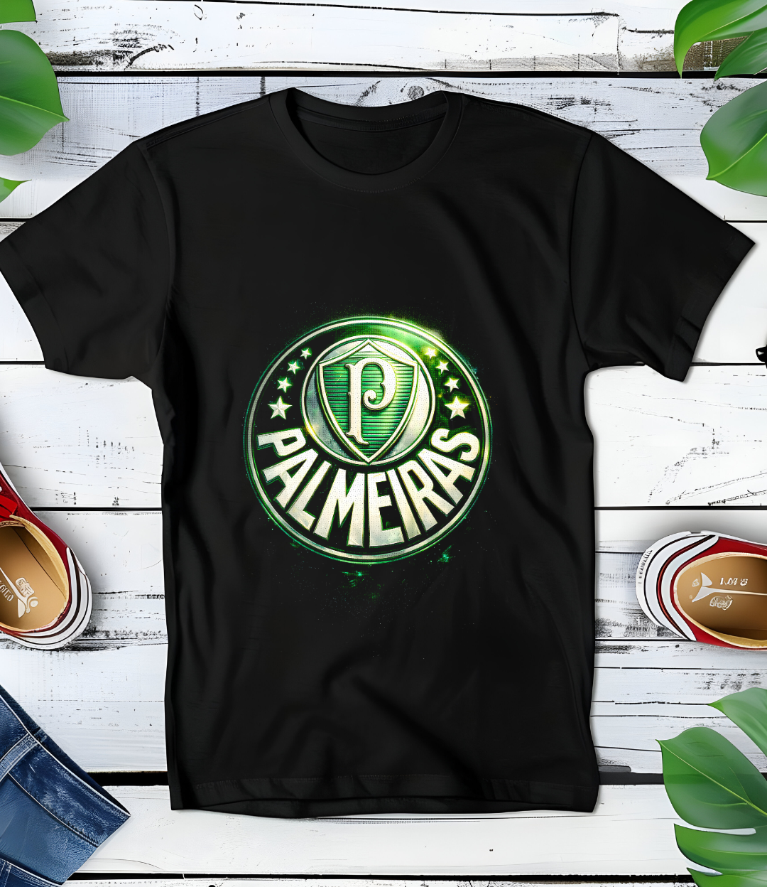 Zwarte t-shirt halftone  PALMEIRAS