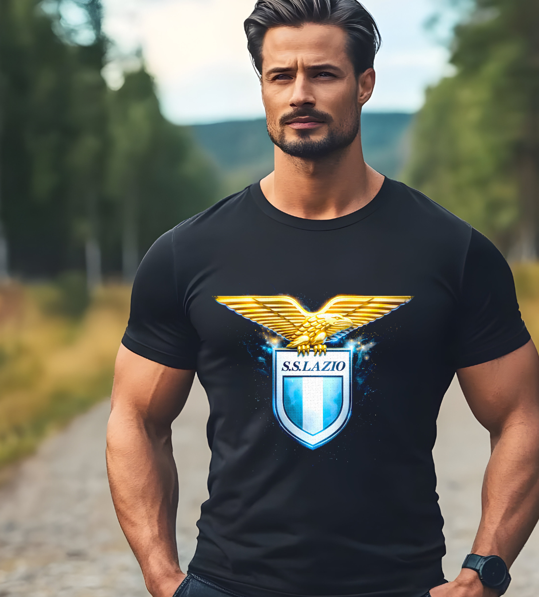 Zwarte t-shirt halftone  SS LAZIO
