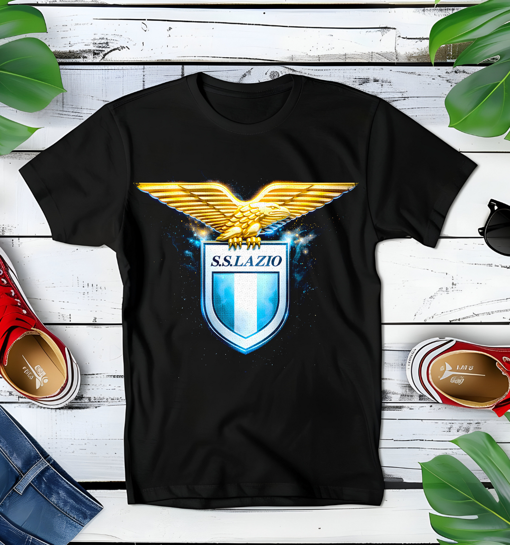 T-shirt noir en demi-teintes SS LAZIO