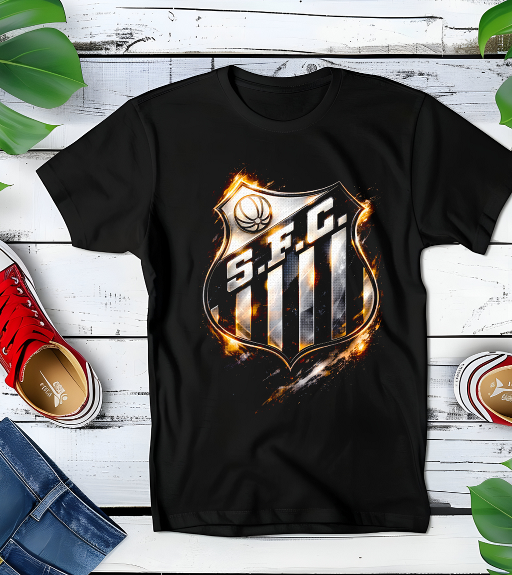 T-shirt noir à demi-teintes SANTOS FC