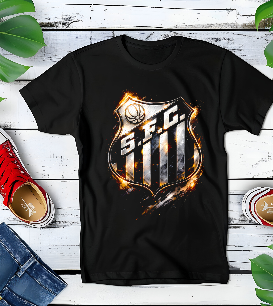 Zwarte t-shirt halftone  SANTOS FC