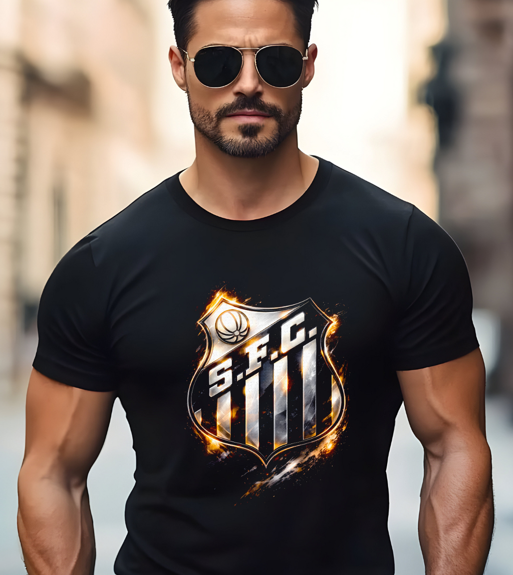 T-shirt noir à demi-teintes SANTOS FC
