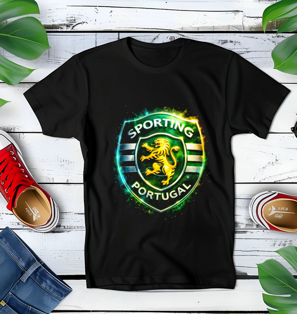 T-shirt noir à motif demi-teinte SPORTING CP