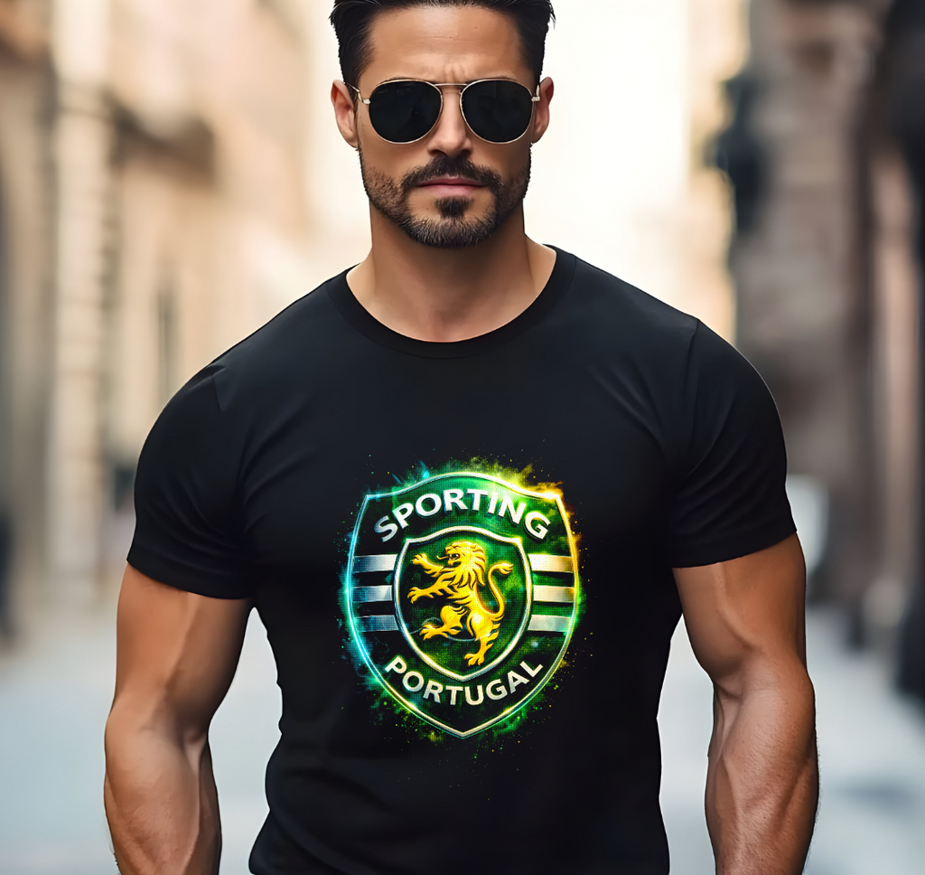 T-shirt noir à motif demi-teinte SPORTING CP