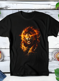 Zwart T-shirt met Leeuwenprint in Halftone AS001